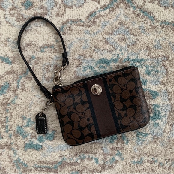 Brown Coach Wristlet with “C” Logo - Picture 3 of 5